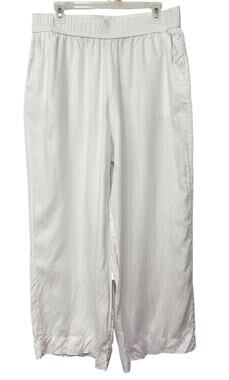 Tahari 100% Linen Wide Leg Pull On Pants White Sz XL Pockets